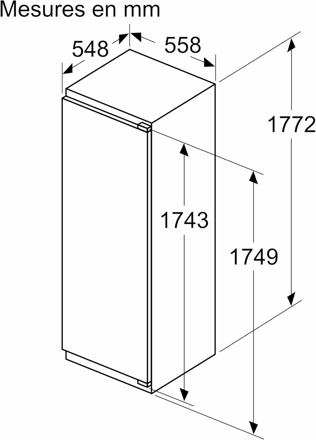 Bosch - Série 2 KIL82NSE0 - 177,2x54,1cm, 280L, réfrigérateur encastrable