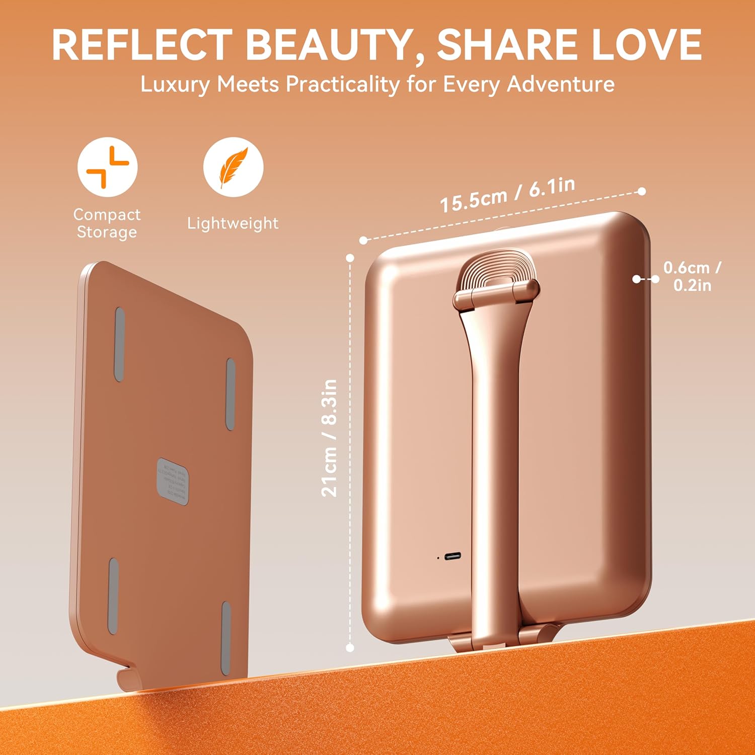 Auxmir - miroir maquillage HD, 72 LED, USB, tactile, or rose