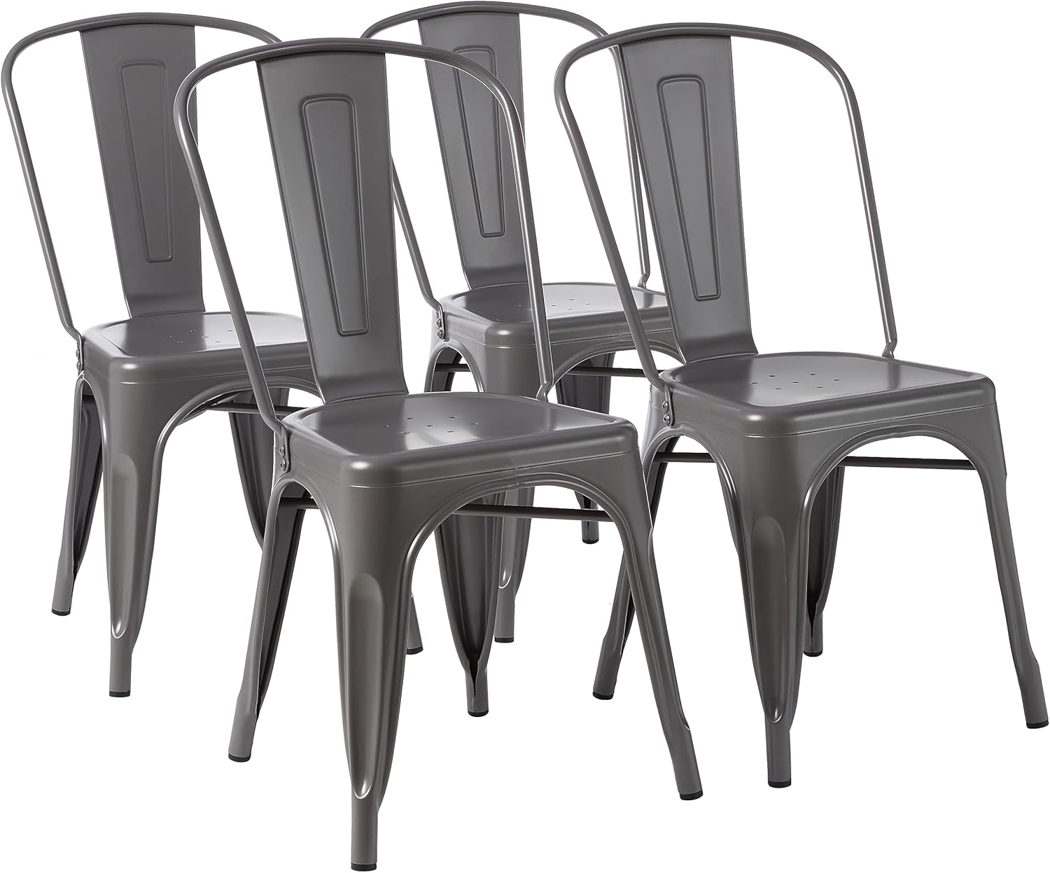 maaxi-dealz Basics - lot de 4 chaises empilables métal - 51x43x85 cm - dossier bistrot, intérieur/extérieur