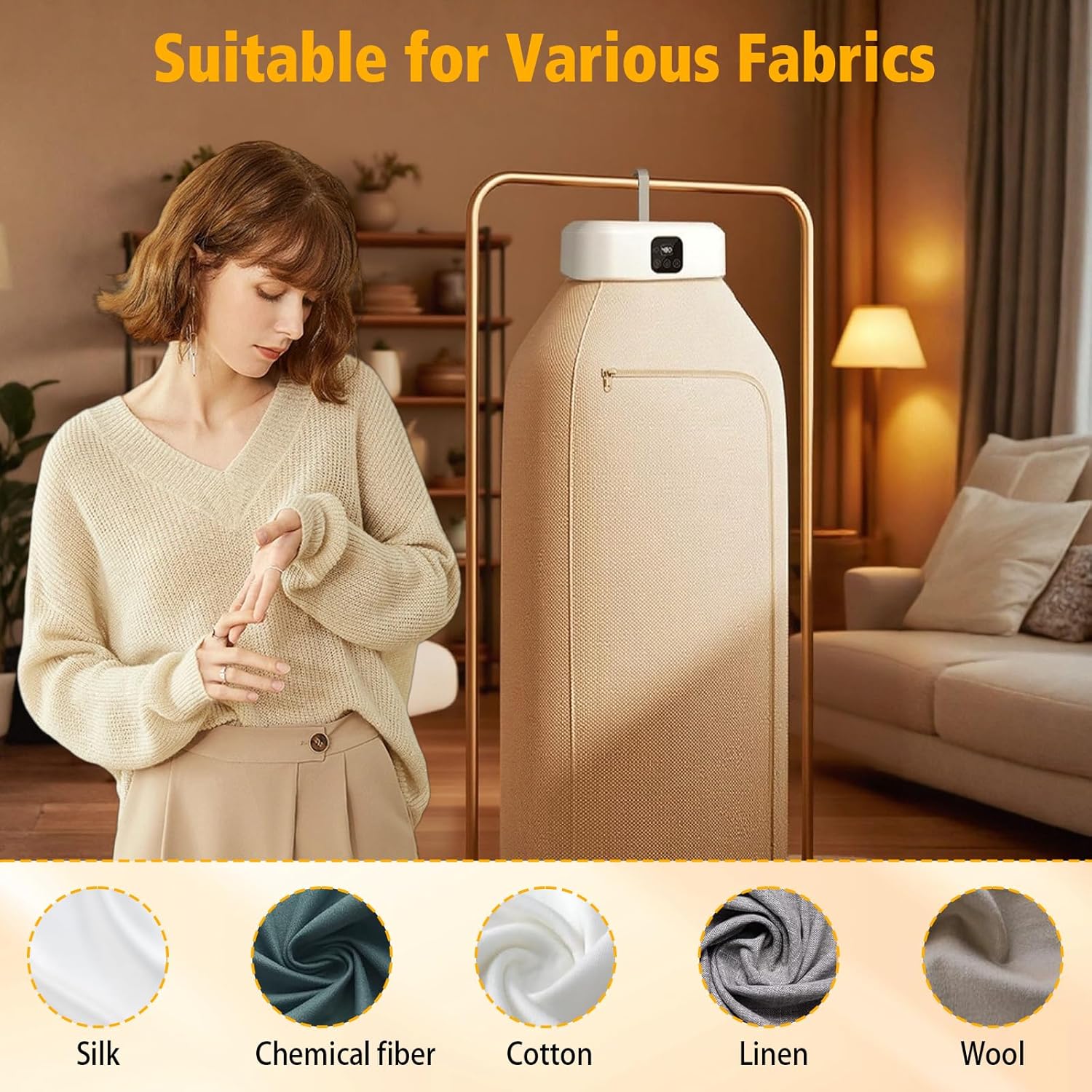 Sèche-linge portable pliable, minuterie 8h, UV, LED, chauffage PTC