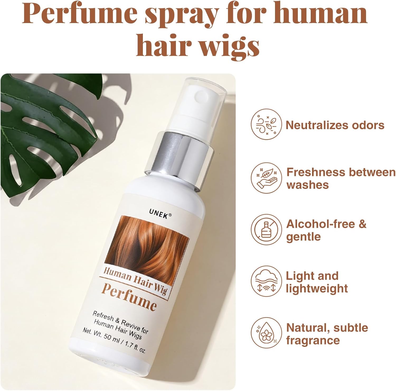 UNEK - Parfum perruques 50ml - spray sans alcool, longue fraîcheur