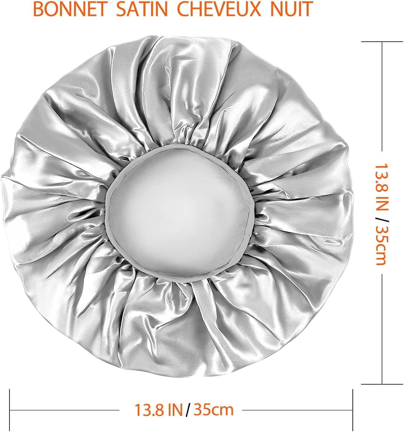 Bonnet nuit satin femme - 2 pièces - protection cheveux soie