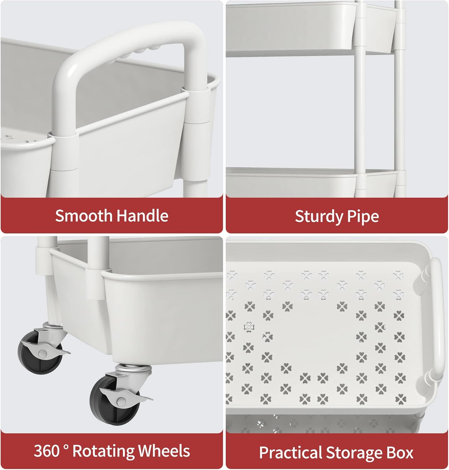 Sywhitta - chariot roulant 4 couches, 39x29x104cm, rangement mobile