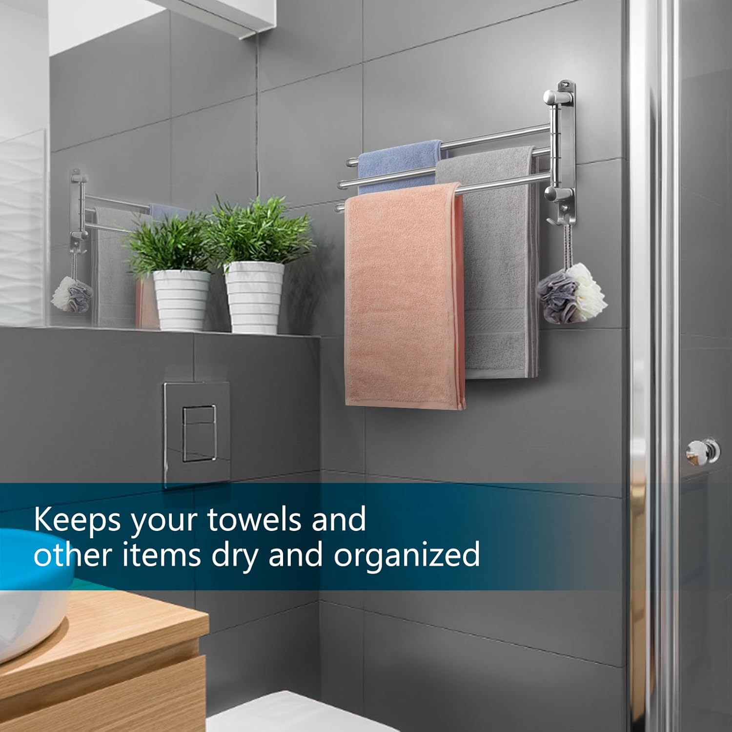 JSVER - porte-serviettes 3 barres rotatives inox 180° - salle de bain