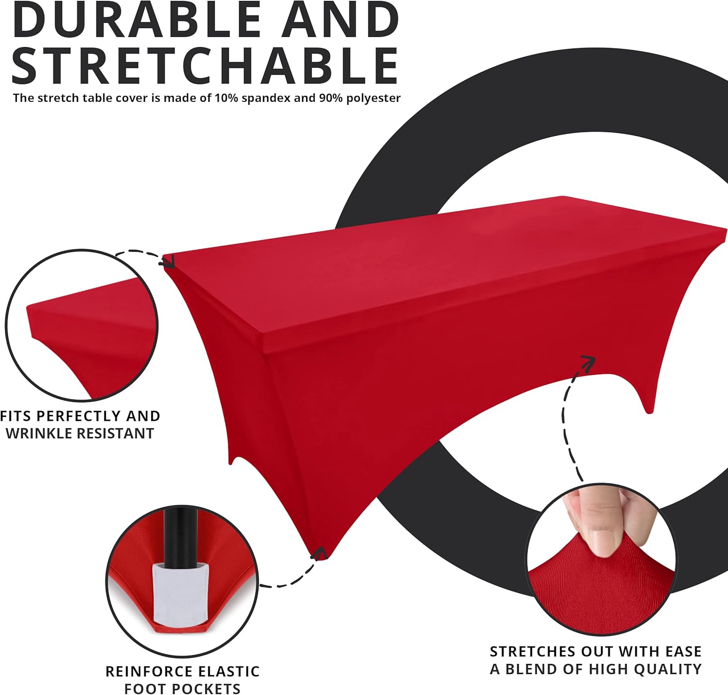 Utopia Kitchen - nappe extensible - 183 cm - lavable, infroissable, lot de 2, rouge