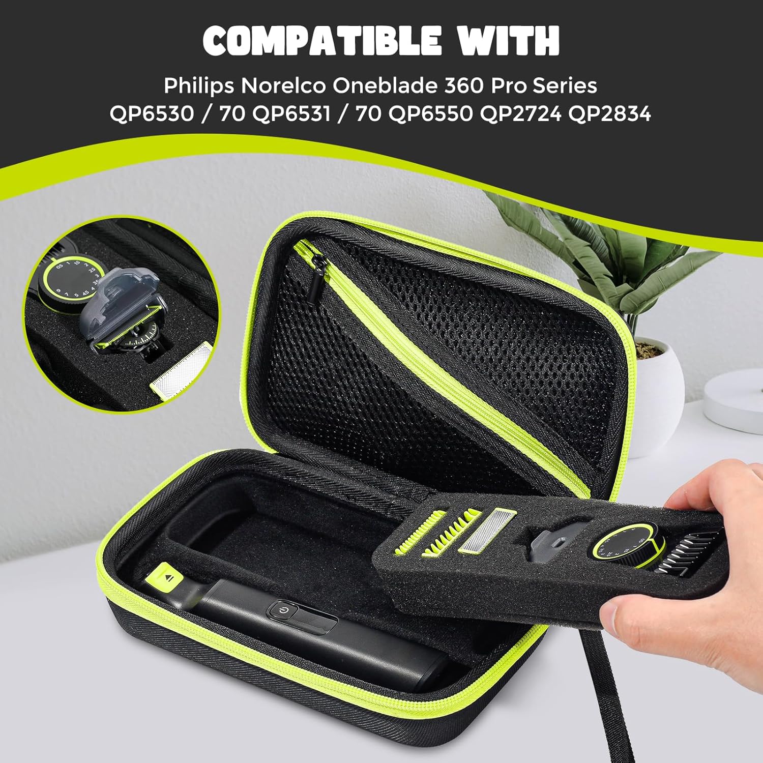 ProCase - Étui Philips OneBlade 360 - compact - protection voyage QP2824/31 QP2834/31 QP2724 QP2734 QP6552 QP6551