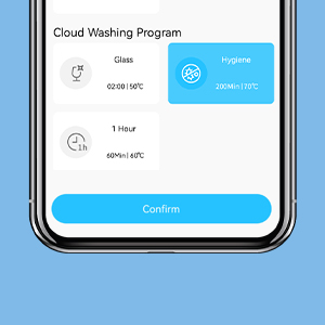 Série d'écrans d'interface d'applications mobiles sur fond bleu clair montrant les étapes d'installation ou de configuration. Design épuré et minimaliste avec éléments blancs.