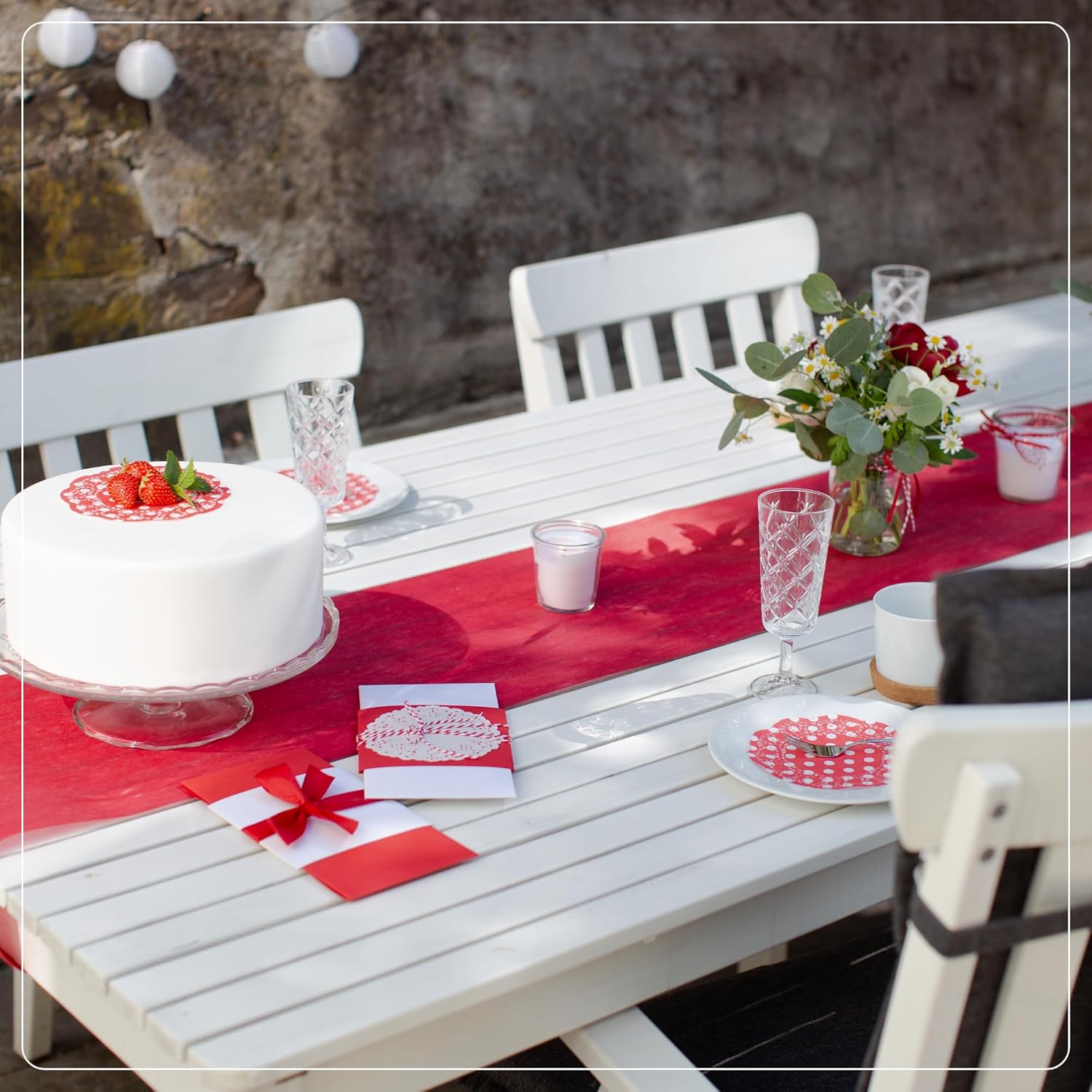 100%Mosel - Chemin de Table en Non-tissé - 30x2500 cm - Rouge, nappe pour occasions spéciales