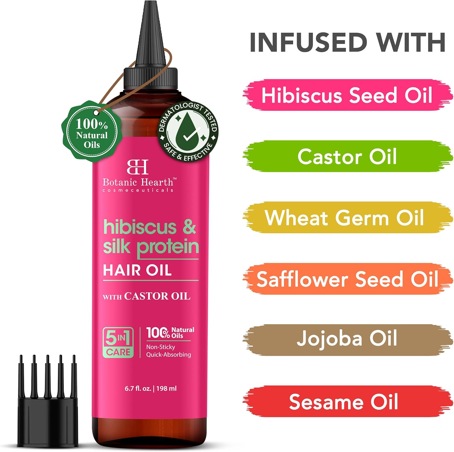 Botanic Hearth - huile cheveux hibiscus & protéines - 200ml - hydratation, brillance, sans paraben