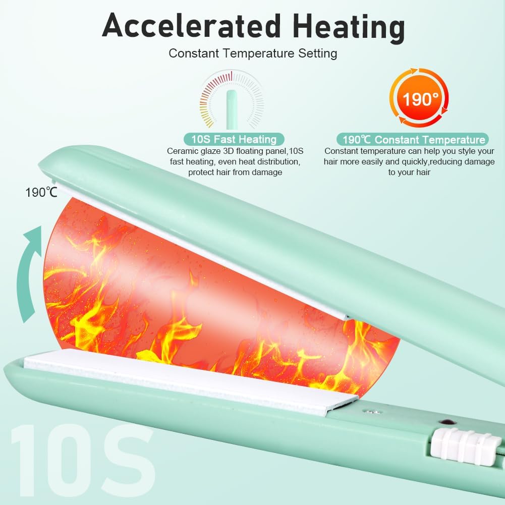 LOPHE - Mini fer à lisser 2 en 1 - compact, chauffe rapide 10s, 110-220V