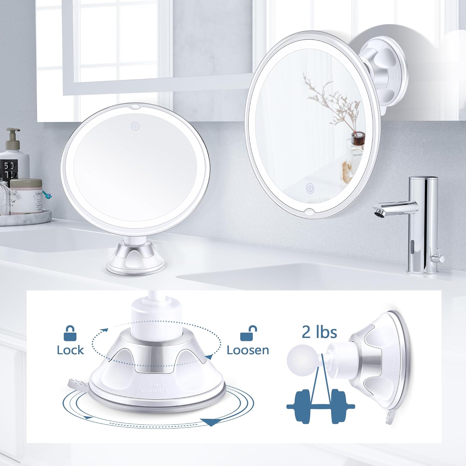 MIYADIVA - miroir lumineux série 30X - 20cm - grossissant, lumineux, ventouse