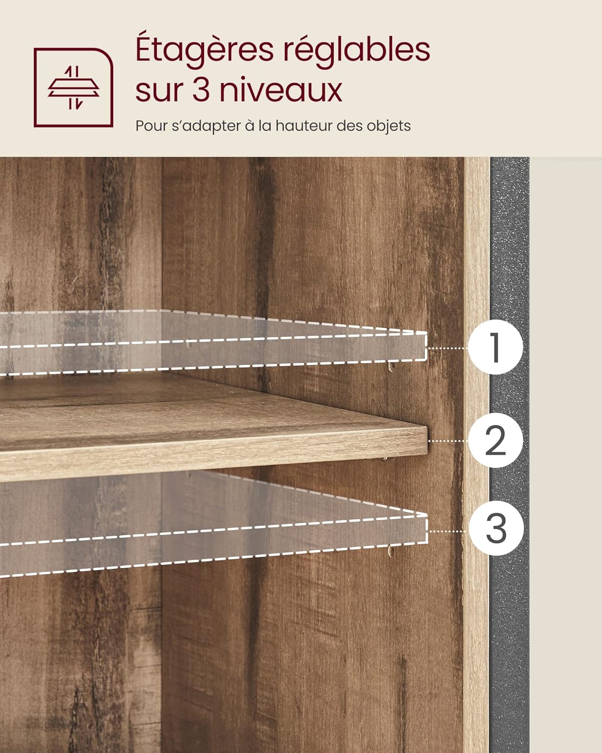 VASAGLE - Buffet Cuisine série rangement - 30x70x80cm - portes coulissantes, étagères réglables - LSC089B50V1