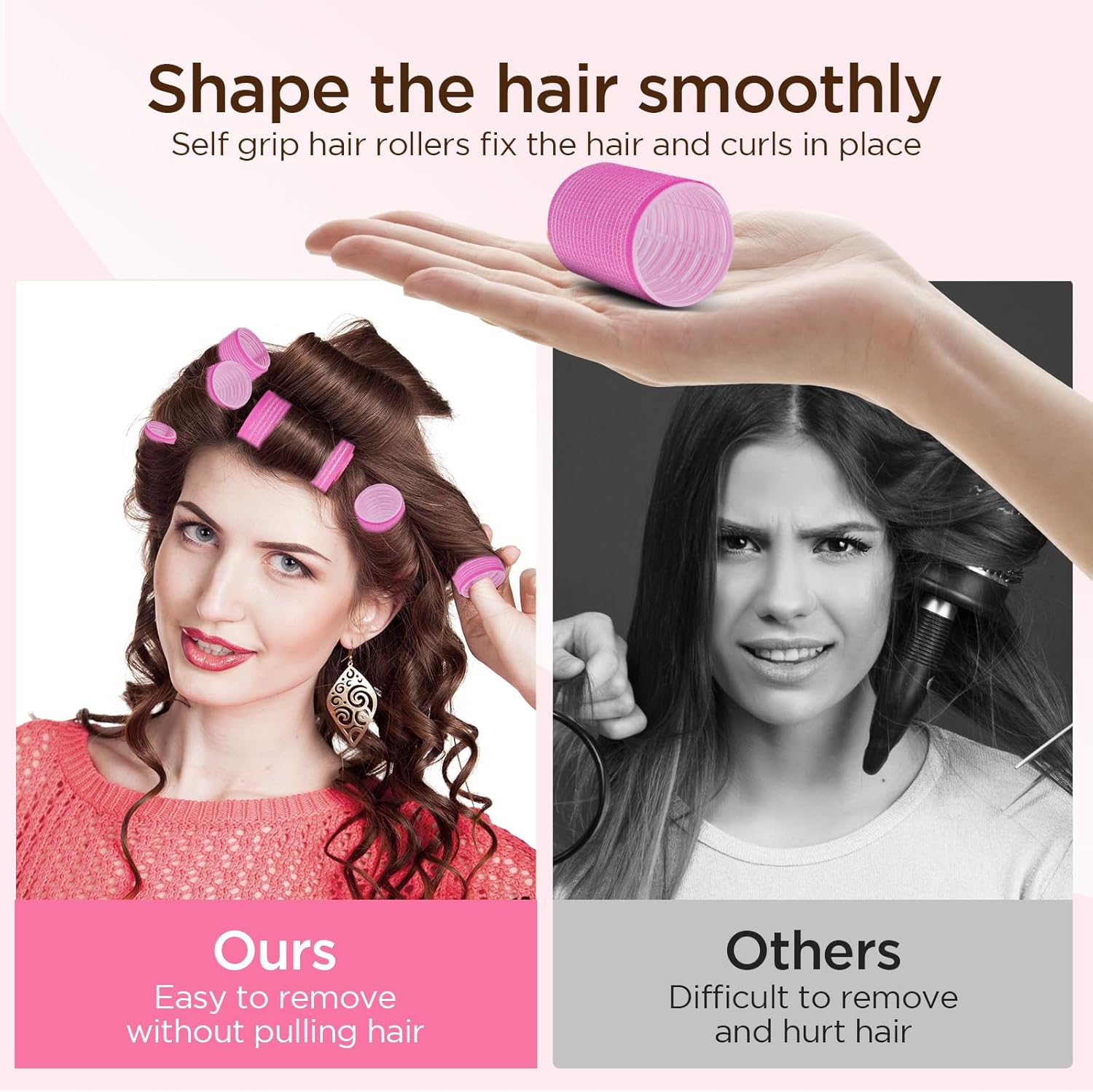 Romon - Set de bigoudis chauffants 3 tailles avec pinces et peigne