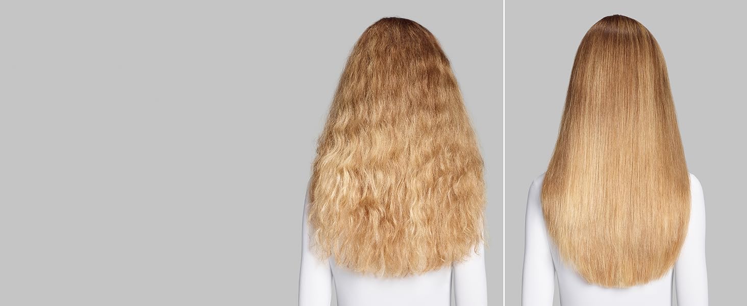 Séquence rapprochée montrant le mouvement et la progression du coiffage de longs cheveux blonds, montrant la texture des cheveux ou les résultats du traitement.