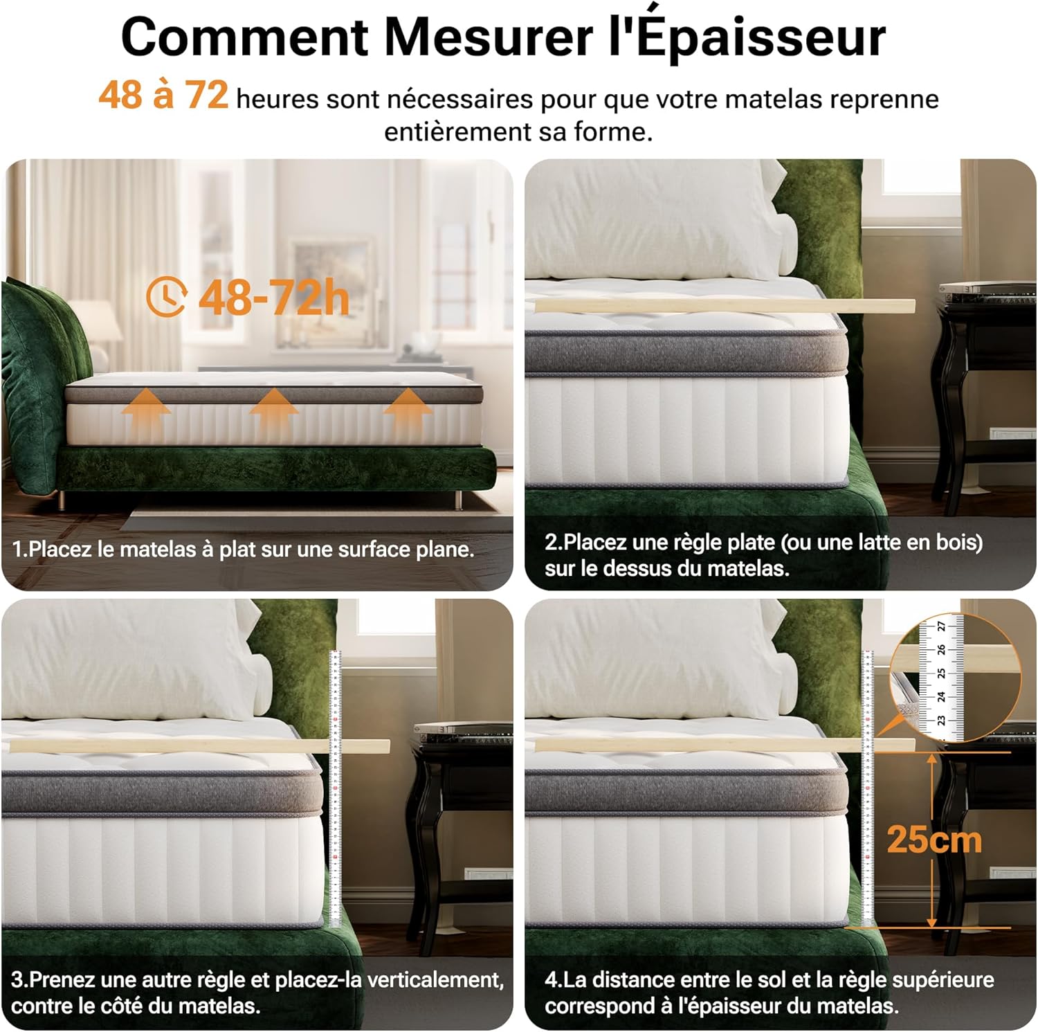 TXO - Matelas hybride 90x190 cm, 7 zones, anti-boulochage, Oeko-Tex, TXO