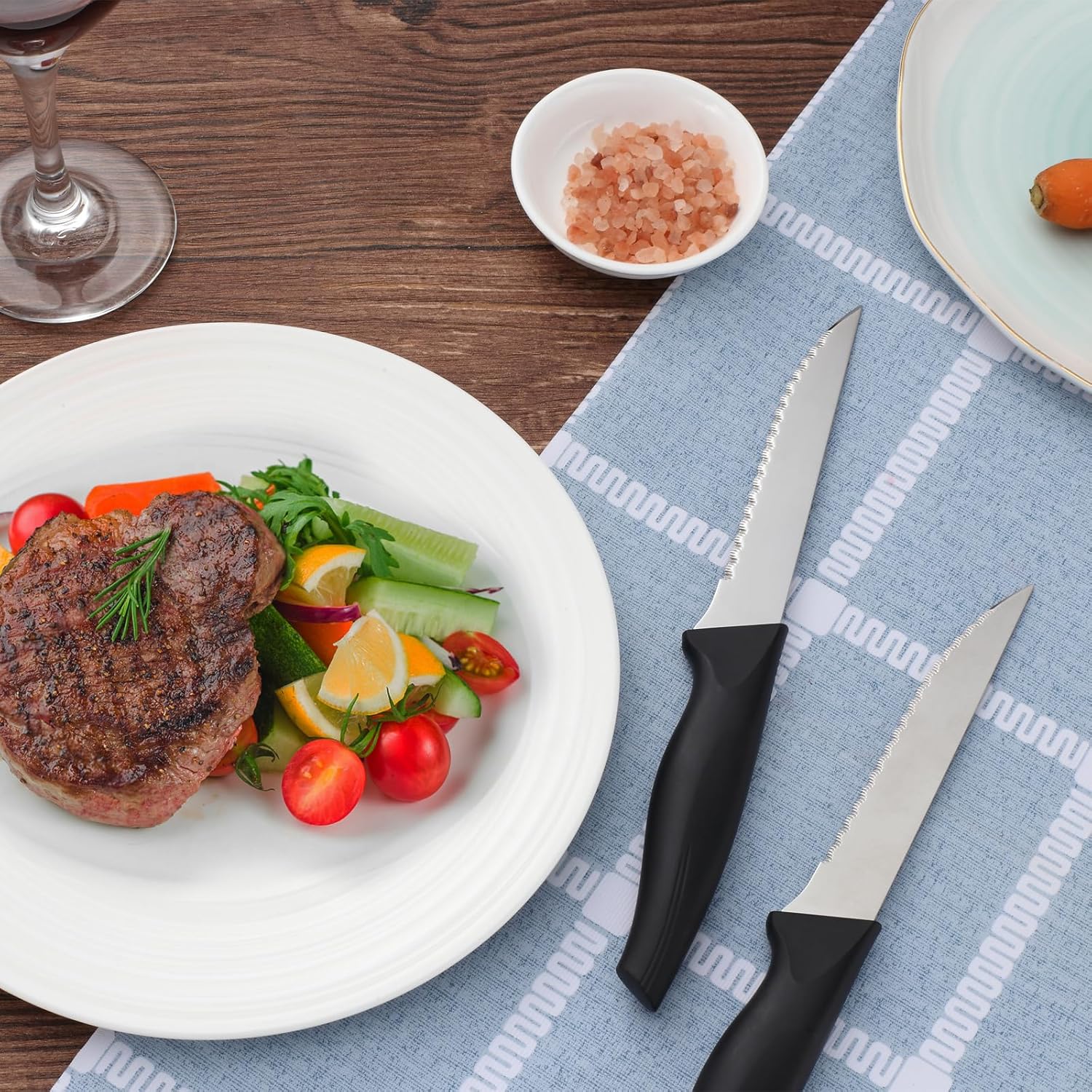 Pleafind - set de couteaux à steak inox, lame dentelée, 8 pièces