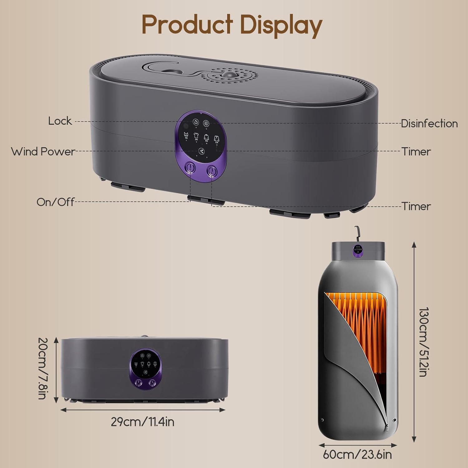 Sèche-linge mini portable - grande capacité, silencieux 16dB, 4 programmes, compact, économe - 2026