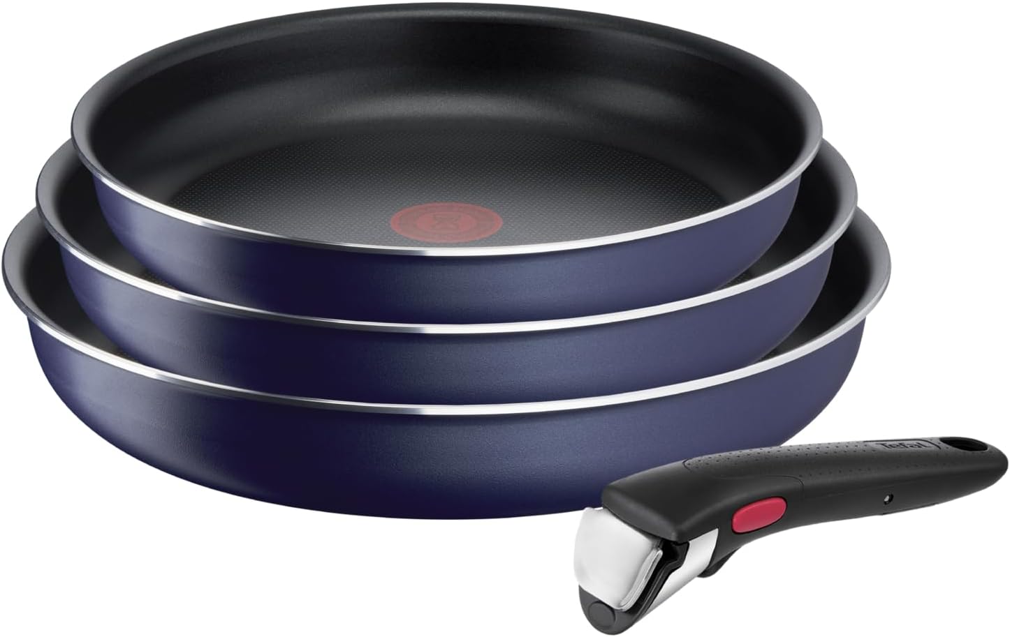Tefal - Ingenio Easy Cook N Clean - 3 poêles 22/24/26 cm, poignée amovible, antiadhésif, sans induction, L1579002